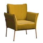 Poltrona Joelma Suede Amarelo Base Bronze Bnn Decor