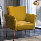 Poltrona Joelma Suede Amarelo Base Bronze Bnn Decor