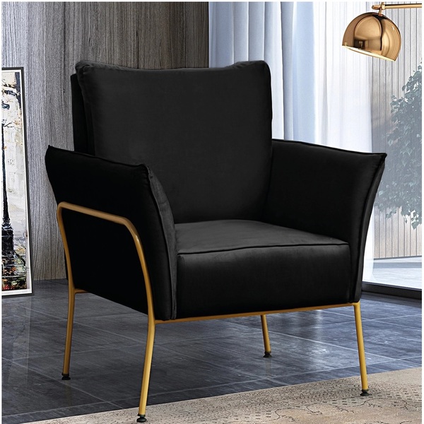 Poltrona Joelma Suede Preto Base Dourado Bnn Decor