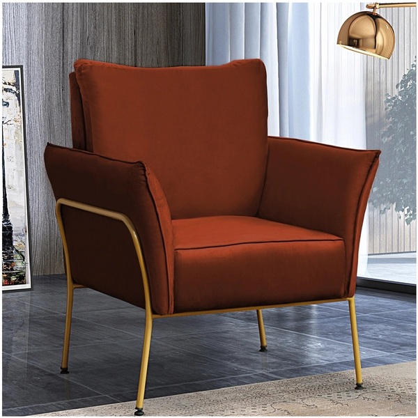 Poltrona Joelma Suede Telha Base Dourado Bnn Decor