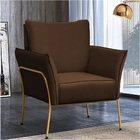 Poltrona Joelma Veludo Marrom Base Dourado Bnn Decor