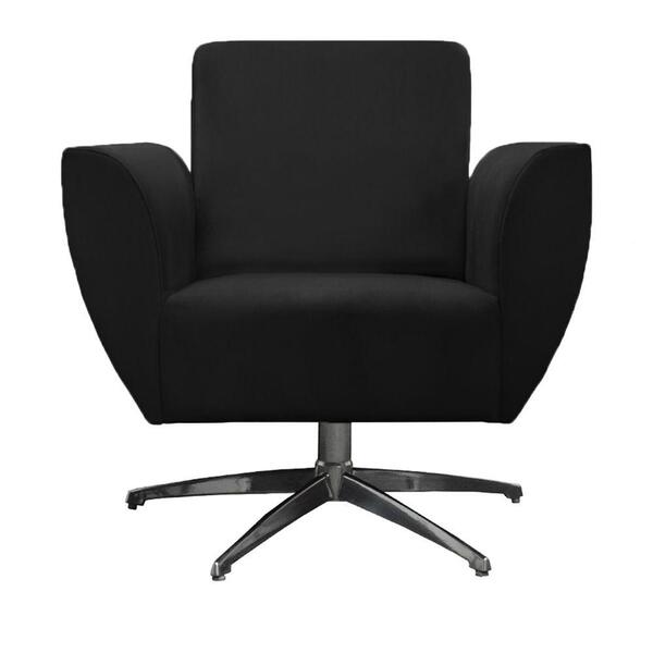 Poltrona Jolly Base Giratória De Alumínio Veludo Preto Kasa S