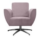 Poltrona Jolly Base Giratória De Alumínio Veludo Rosê Kasa So