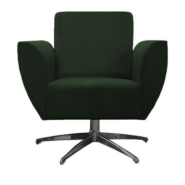 Poltrona Jolly Base Giratória De Alumínio Veludo Verde D'rost