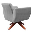 Poltrona Jolly Base Giratória De Madeira Veludo Cinza Kasa So