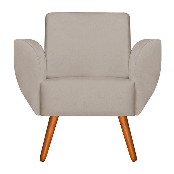 Poltrona Jolly Decorativa Suede Creme Kasa Sofá