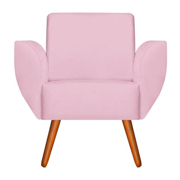Poltrona Jolly Decorativa Suede Rosa Bebê D'rost