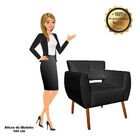 Poltrona Josy Corino Preto Pés Palito Castanho D'rossi