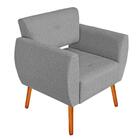 Poltrona Josy Linho Cinza A26 Pés Palito Castanho Drossi