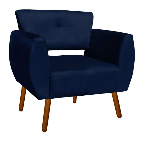 Poltrona Josy Suede Pés Palito Castanho D'rossi - Azul Marinho