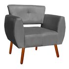 Poltrona Josy Suede Pés Palito Castanho D'rossi - Grafite