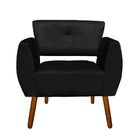 Poltrona Josy Suede Preto Pés Palito Castanho D'rossi