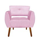 Poltrona Josy Suede Rosa Bebê Pés Palito Castanho D'rossi