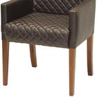 Poltrona Joy Base De Madeira Corano Matelassê Marrom Escuro