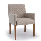 Poltrona Joy Tressê Linho Bege C-470 Base De Madeira - D'rossi