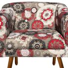 Poltrona Julia Estampado Floral Vermelho D32 Com Strass Pés P