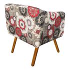 Poltrona Julia Estampado Floral Vermelho D32 Com Strass Pés P