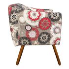 Poltrona Julia Estampado Floral Vermelho D32 Com Strass Pés P