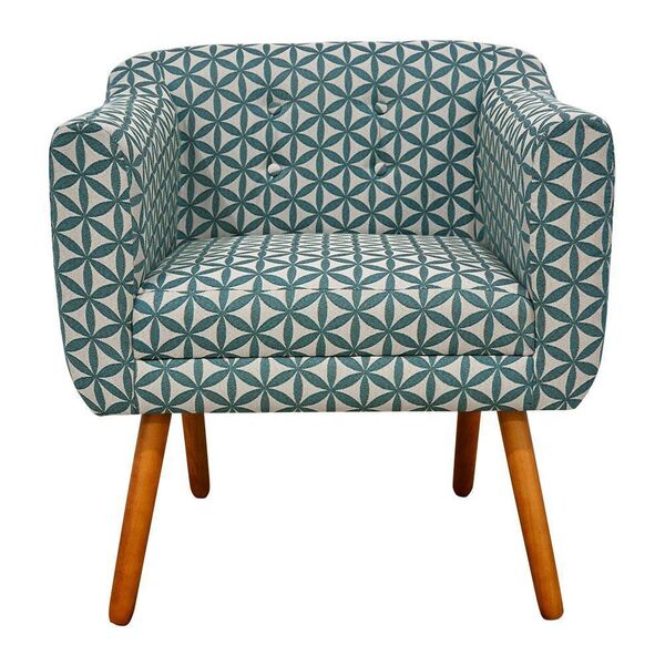 Poltrona Julia Estampado Geométrico Verde D04 Pés Palito Cast