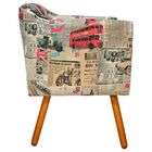 Poltrona Julia Estampado Londres D26 Com Strass Pés Palito Ca