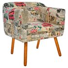 Poltrona Julia Estampado Londres D26 Com Strass Pés Palito Ca