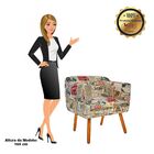 Poltrona Julia Estampado Londres D26 Com Strass Pés Palito Ca