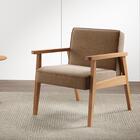 Poltrona Julia Estofada Em Tecido Poliéster - Natural/marrom