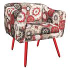 Poltrona Julia Floral Vermelho D32 Com Strass Pés Vermelho