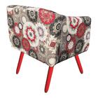 Poltrona Julia Floral Vermelho D32 Com Strass Pés Vermelho
