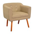 Poltrona Julia Linho Palha A32 Com Strass Pés Palito Castanho