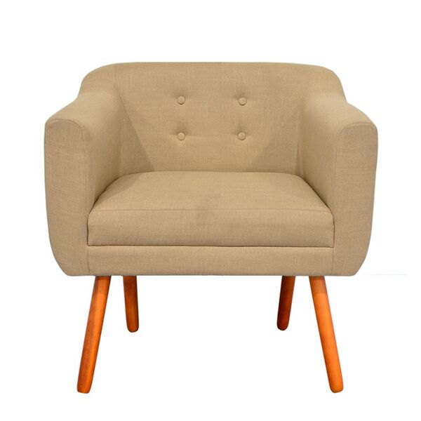 Poltrona Julia Linho Palha A32 Pés Palito Castanho D'rossi