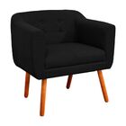 Poltrona Julia Linho Preto A79 Pés Palito Castanho D01 - D'ro