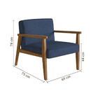 Poltrona Julia Poliéster Azul Marinho E Nogueira
