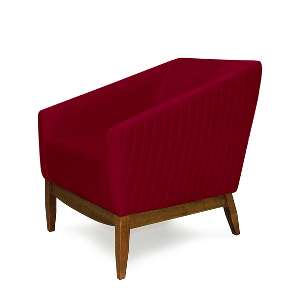 Poltrona Juliana Veludo Base Fixa De Madeira - D'rossi - Velu