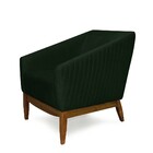 Poltrona Juliana Veludo Esmeralda D-506 Base Fixa De Madeira