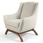 Poltrona Juliet Base De Madeira B-370 Linho Bege Cru Domi