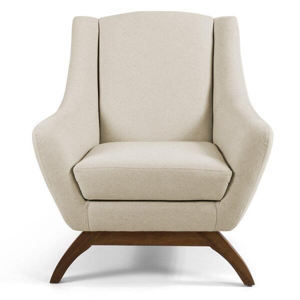 Poltrona Juliet Base De Madeira C-107 Linho Bege Domi