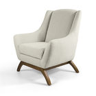 Poltrona Juliet Linho Cru C-316 Base De Madeira D07 - D'rossi