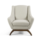 Poltrona Juliet Linho Cru C-316 Base De Madeira D07 - D'rossi