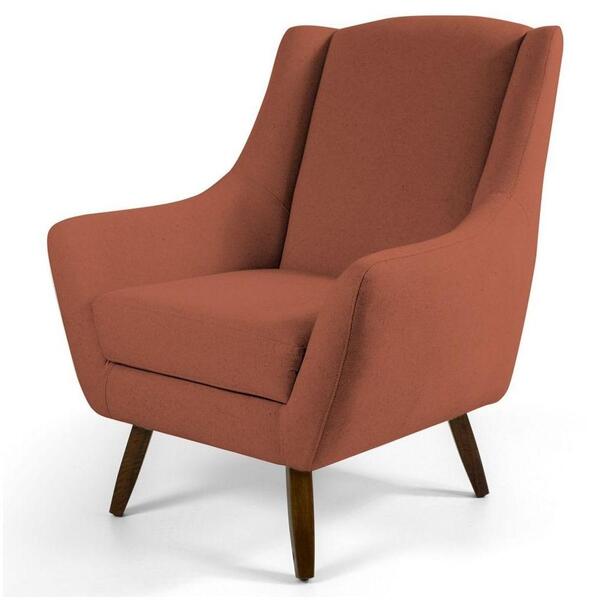 Poltrona Juliet Pés De Madeira B-262 Veludo Telha Domi