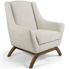 Poltrona Julliet Base De Madeira Linho Rústico Ecru