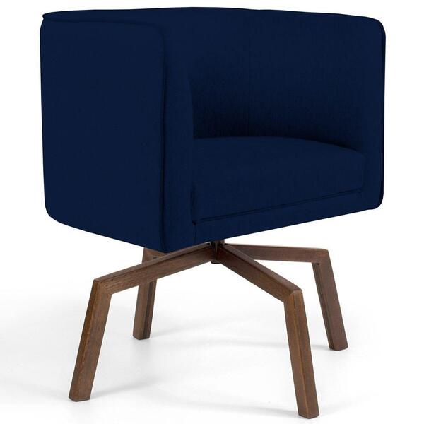 Poltrona Ka Madeira Betina B304 Veludo Azul Marinho