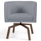 Poltrona Ka Madeira Betina C416 Linho Cinza Escuro