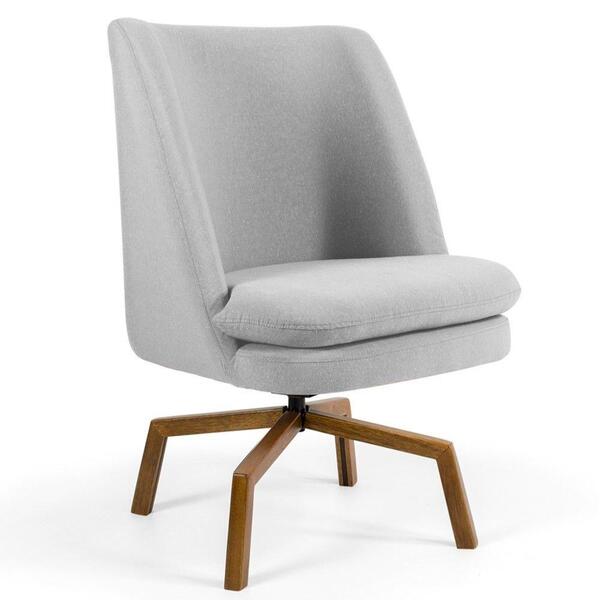 Poltrona Ka Madeira Pérsia C315 Linho Cinza Claro