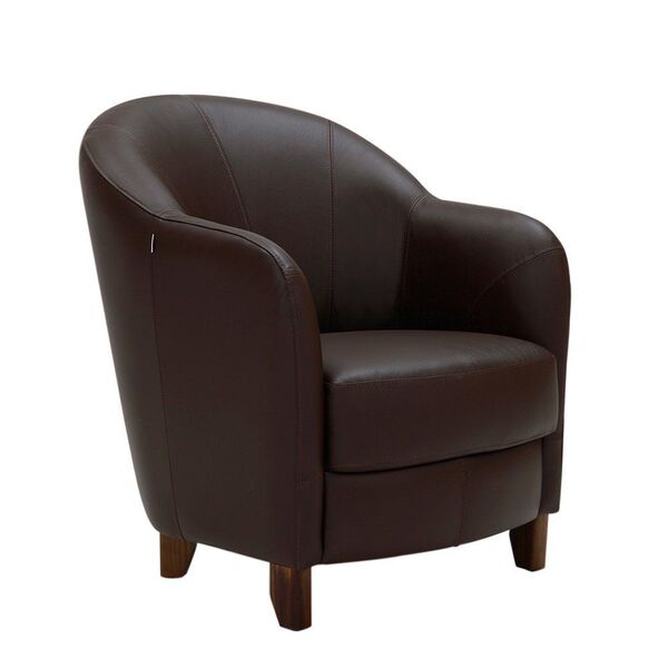 Poltrona Kairós Com Pés Madeira Couro Chocolate - Gran Belo
