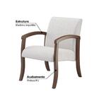 Poltrona Karina Estofada Com Tecido Algodão - Castanho/cinza