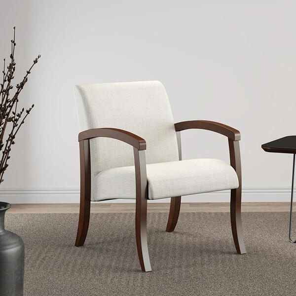 Poltrona Karina Estofada Com Tecido Algodão - Castanho/cinza