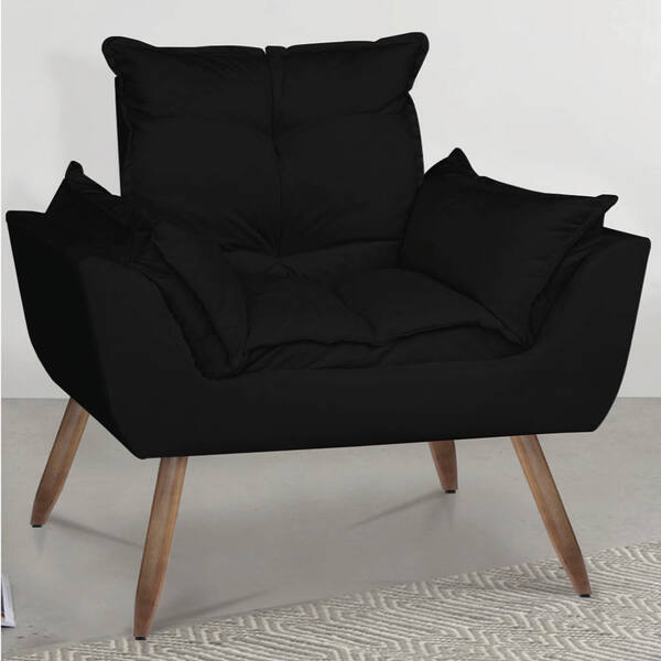 Poltrona Kiss Suede Preto Pés Palito Bnn Decor