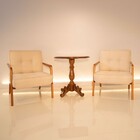 Poltrona Kit 2 Poltronas Boomerang Mel Com Mesa De Canto Mel-