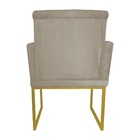 Poltrona Klara Suede Bege Base Metálica Dourada  - Vallisa De